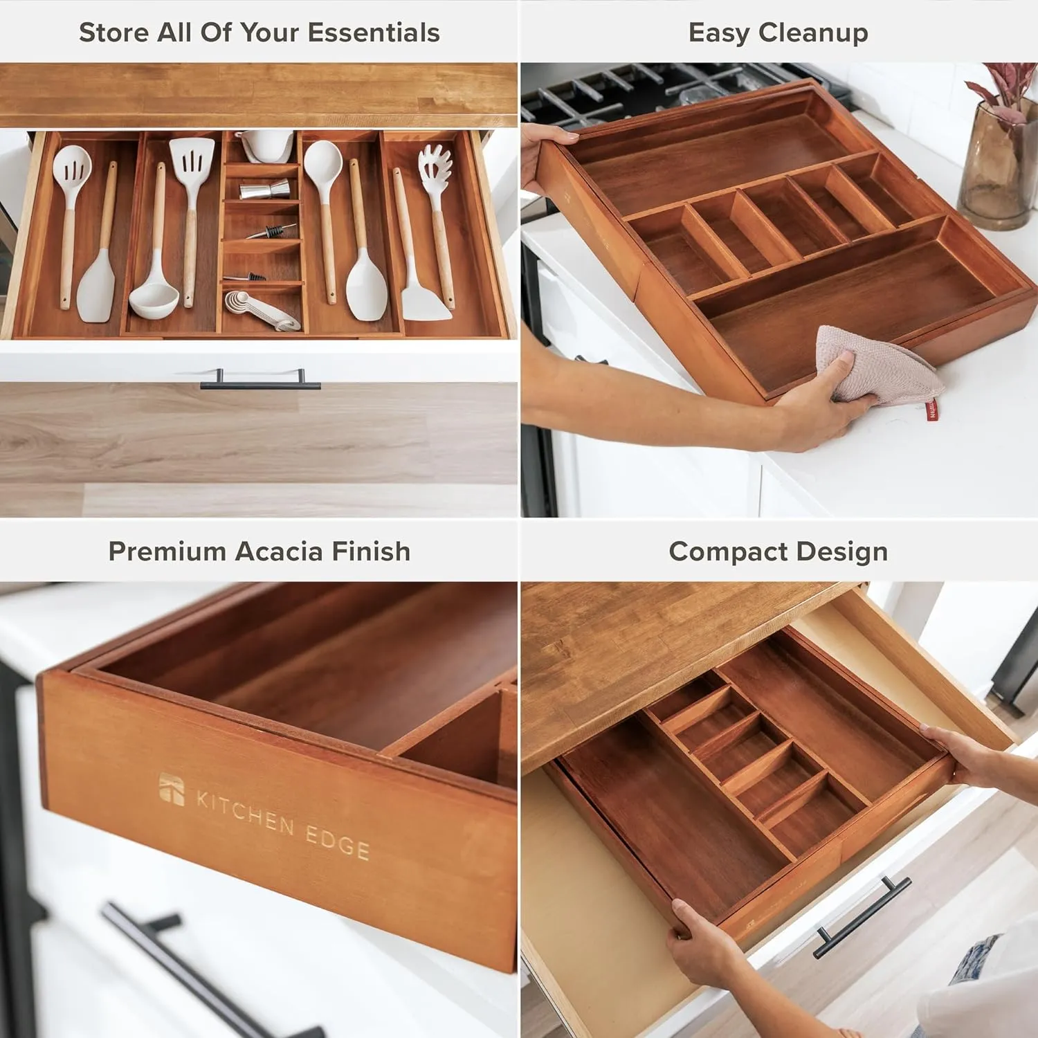 Acacia Utensils & Junk Drawer Organizer (Expands 18.5-33in)