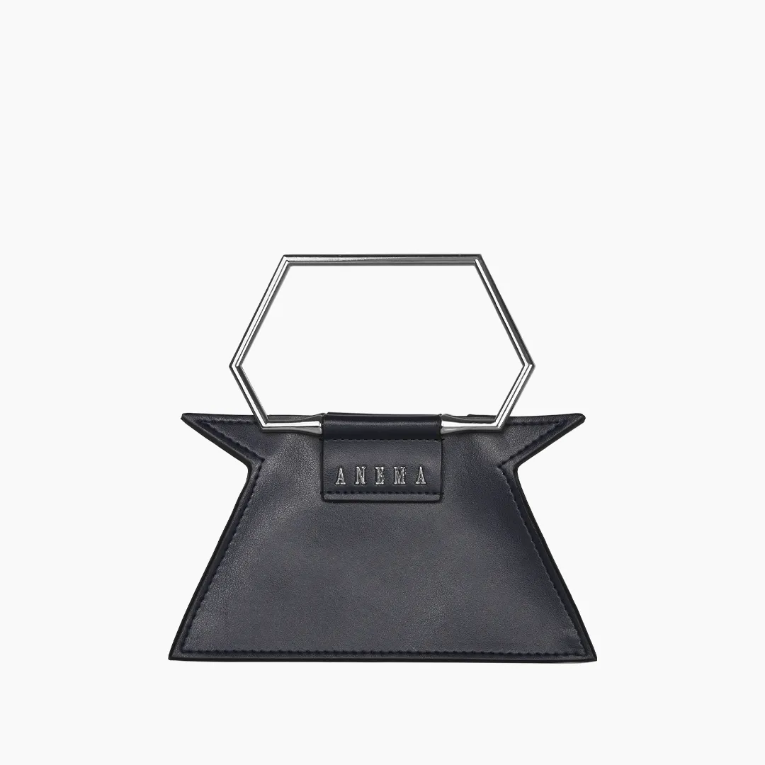 Anema Mini Sibilla Black Metallic Vegan Top Handle Bag
