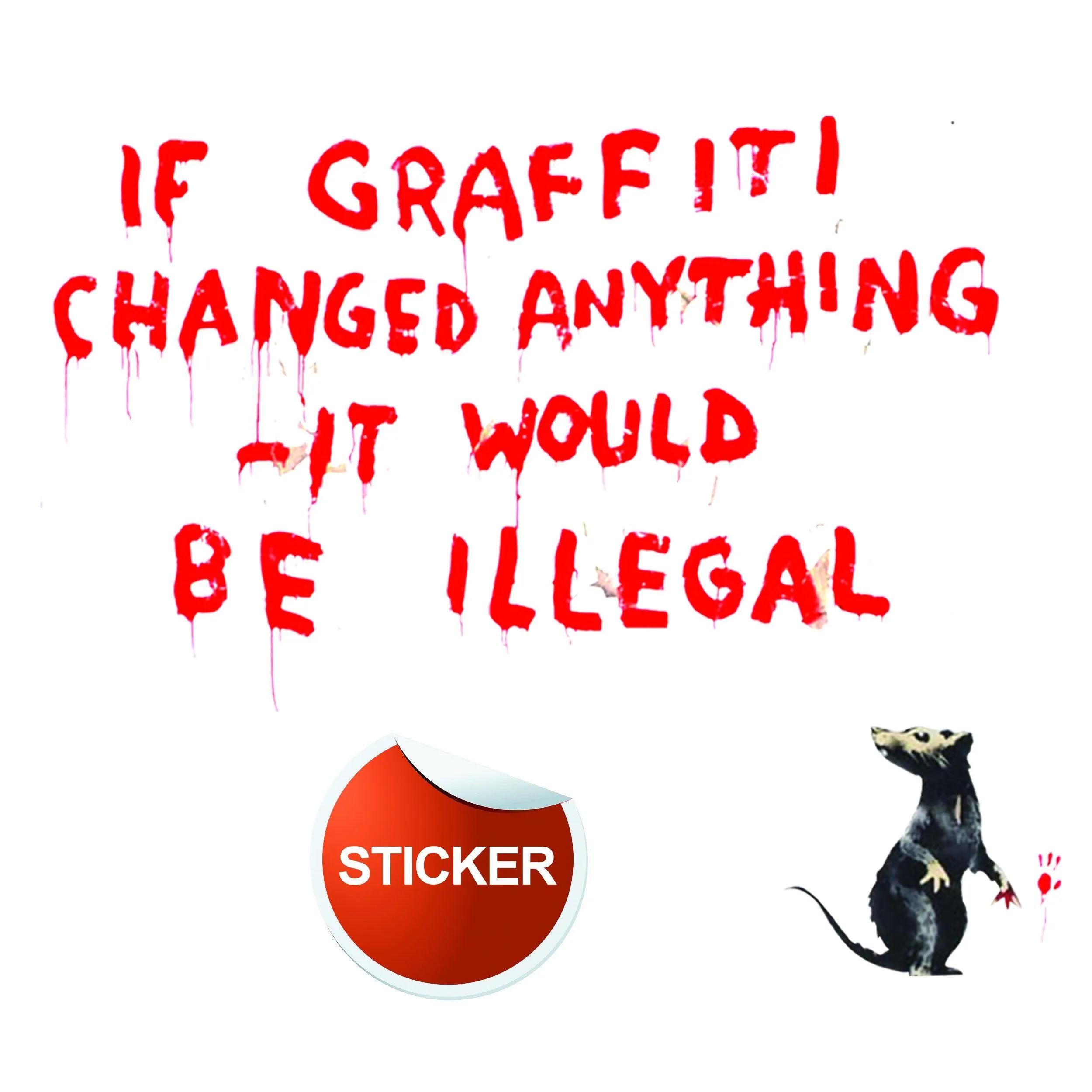 Banksy Illegal Rat Vinyl Wall Sticker - Art Home Decor Cool And Premium Waterproof Decal