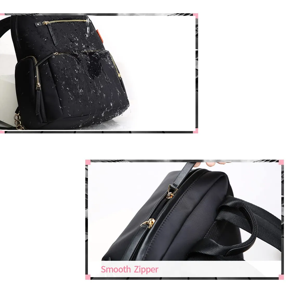 BOPAI Water Resistant Nylon 14 inch Business Laptop Backpack For Women (Black)
