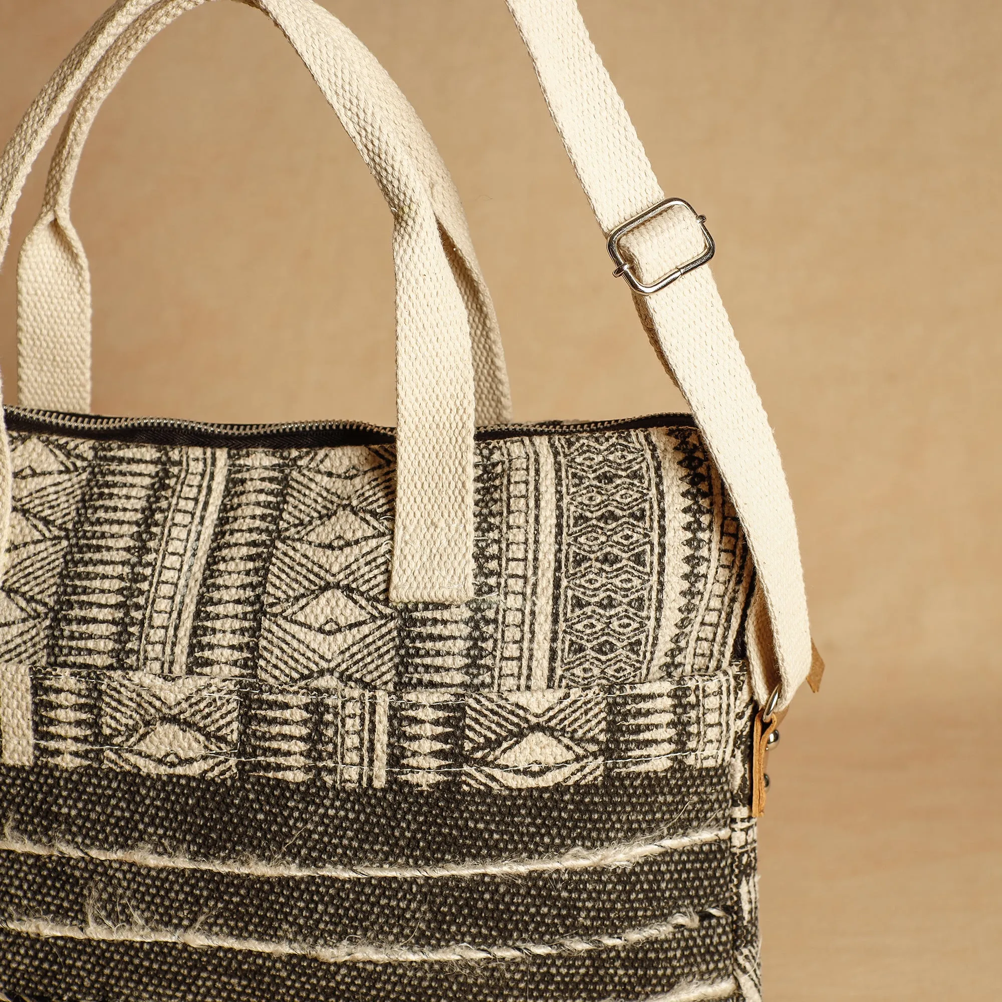 Brown - Jaipur Block Printed Handloom Cotton Laptop Bag (11 x 14 in)