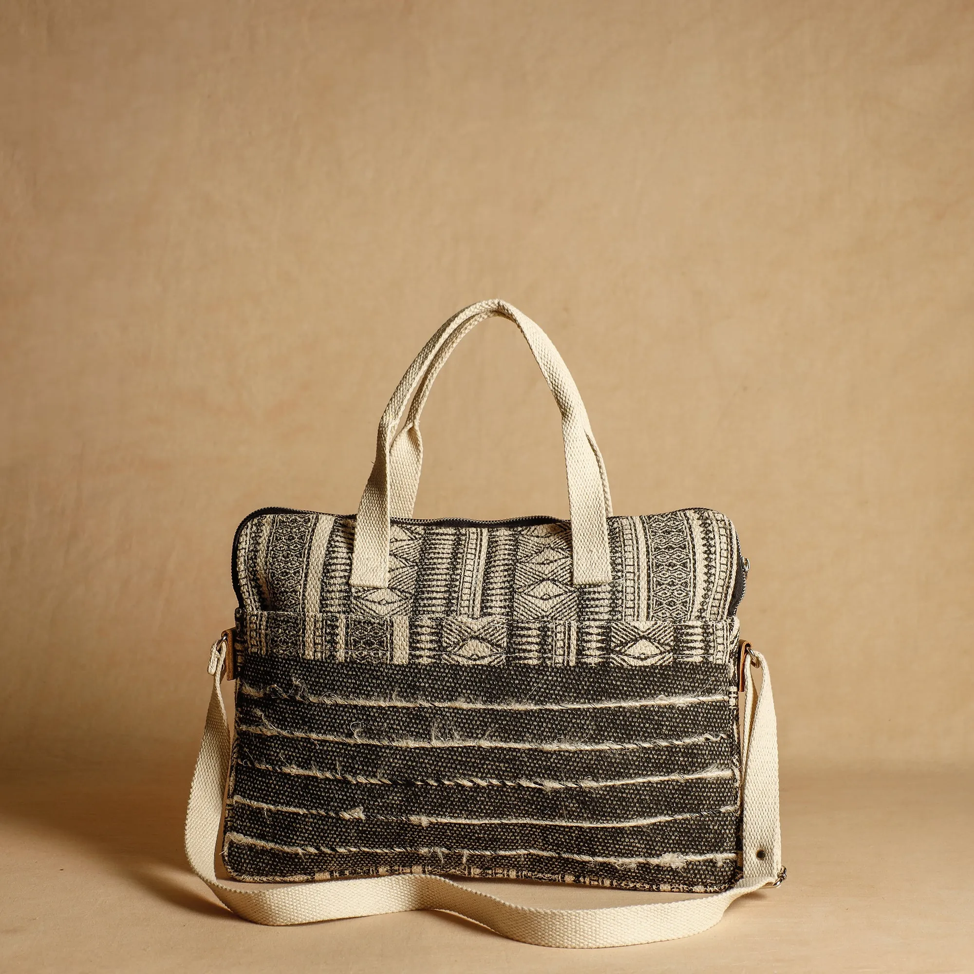 Brown - Jaipur Block Printed Handloom Cotton Laptop Bag (11 x 14 in)