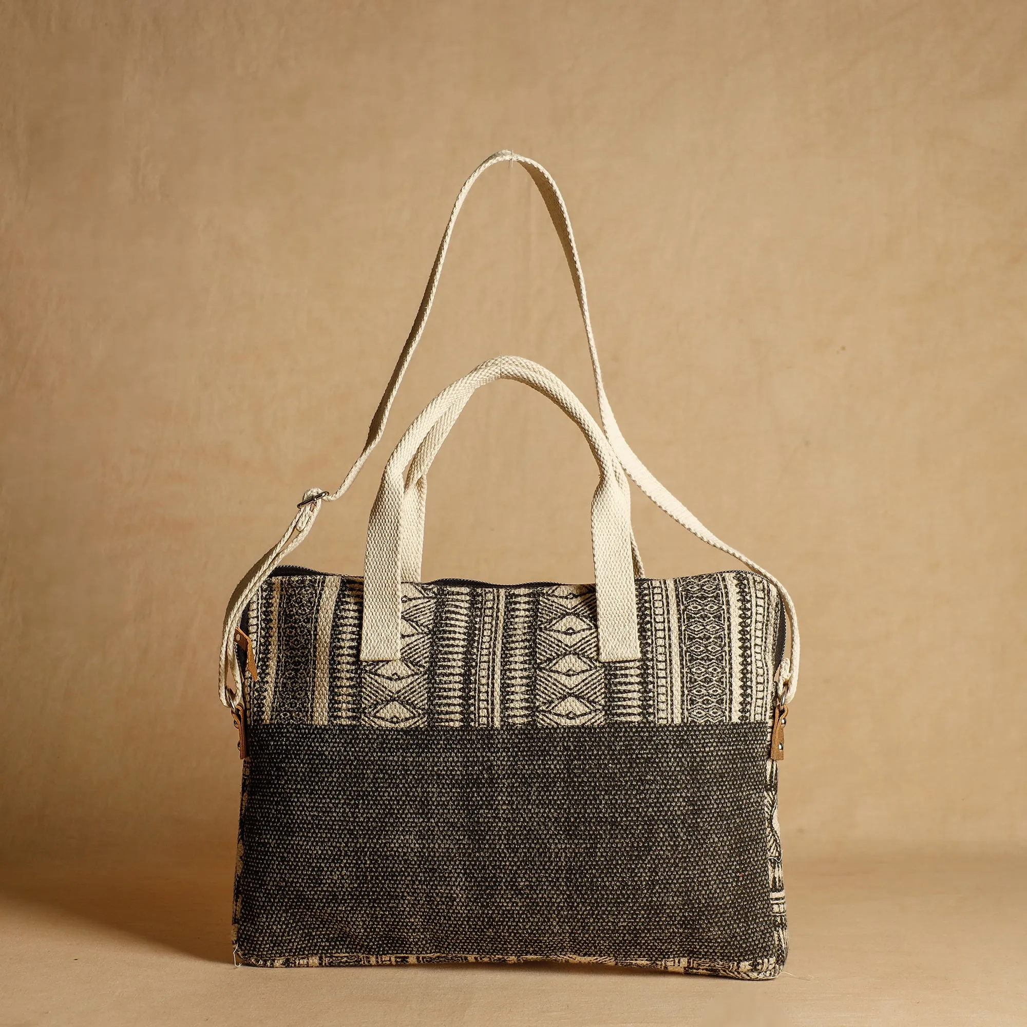 Brown - Jaipur Block Printed Handloom Cotton Laptop Bag (11 x 14 in)
