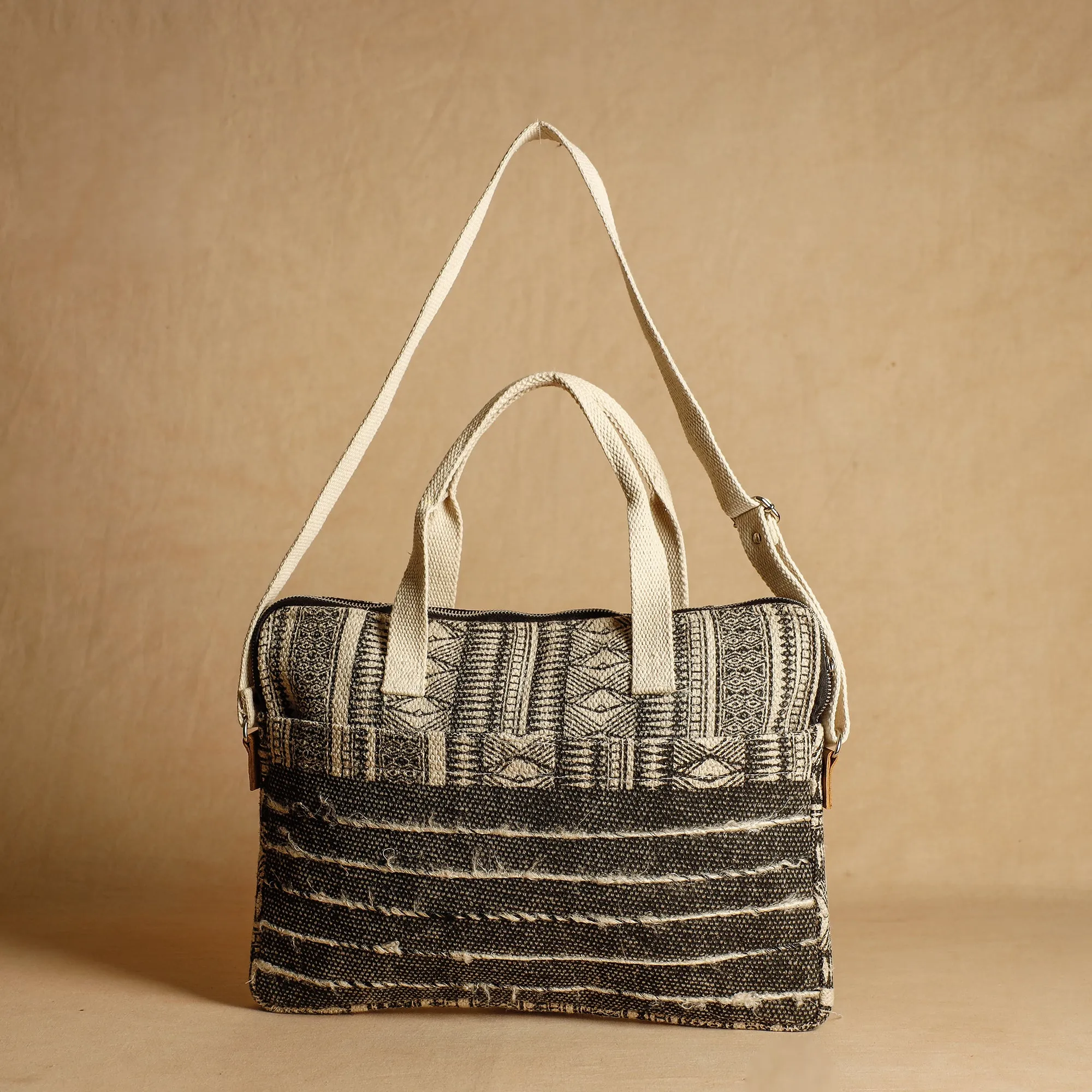 Brown - Jaipur Block Printed Handloom Cotton Laptop Bag (11 x 14 in)