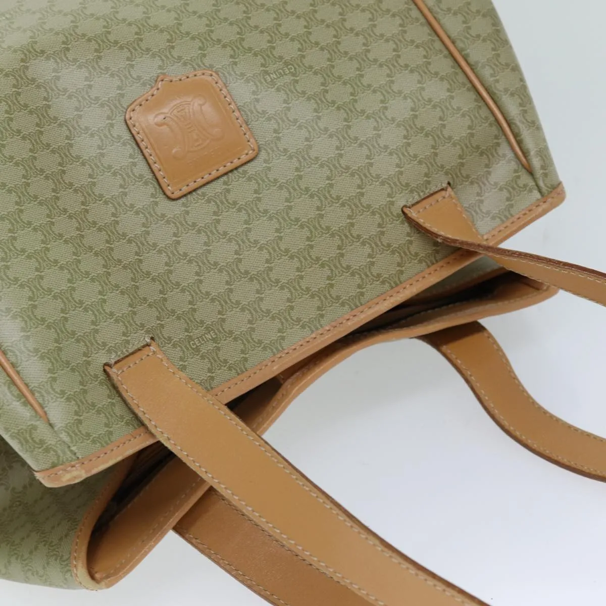 CELINE Macadam Canvas Tote Bag Beige Auth 75357
