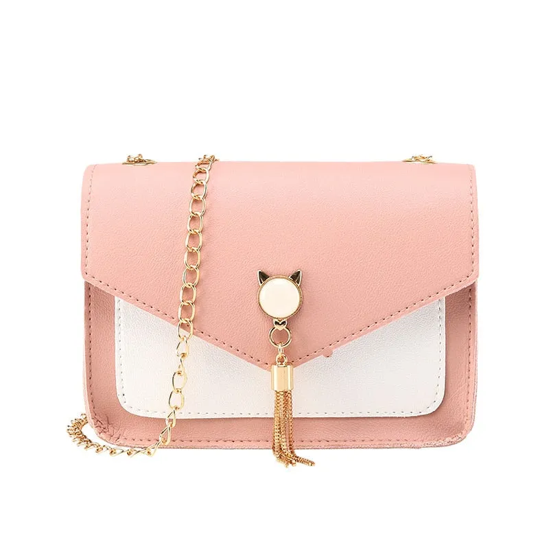 Darianrojas Bags for Women Luxury Designer Cover Tassel Chain Shoulder Small Square Bag Messenger Crossbody Bag Pearl Cat Bolsa Feminina