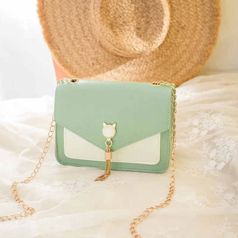 Darianrojas Bags for Women Luxury Designer Cover Tassel Chain Shoulder Small Square Bag Messenger Crossbody Bag Pearl Cat Bolsa Feminina