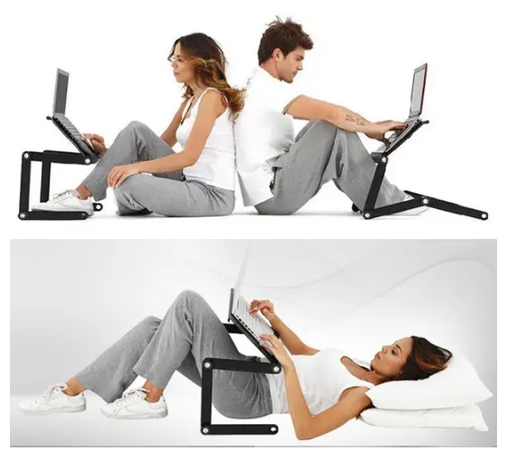 Foldable Laptop Desk Adjustable Computer Holder for Bed Home Office with Mouse Pad