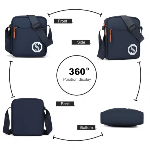 Kono Lightweight & Glow-in-the-Dark 3-Piece Laptop Backpack Set - Navy And Brown | Crossbody Bag & Pencil Case Included