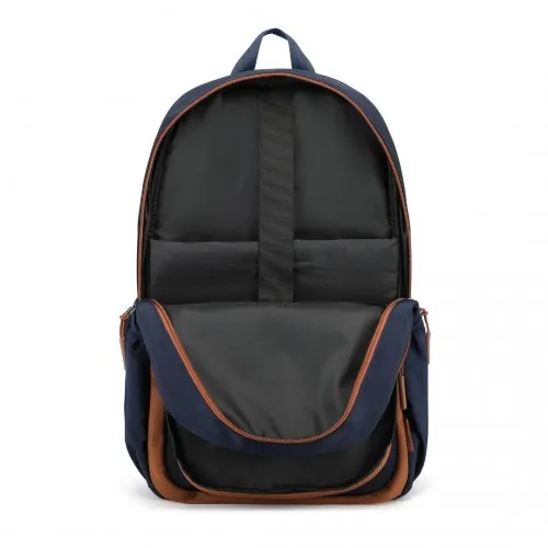 Kono Lightweight & Glow-in-the-Dark 3-Piece Laptop Backpack Set - Navy And Brown | Crossbody Bag & Pencil Case Included