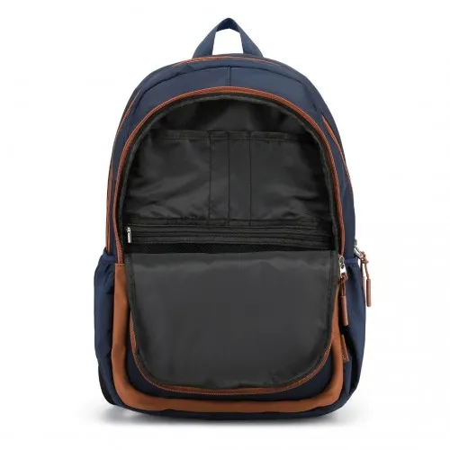 Kono Lightweight & Glow-in-the-Dark 3-Piece Laptop Backpack Set - Navy And Brown | Crossbody Bag & Pencil Case Included