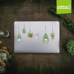NEW VERSION Set of 5 Illustrated Hanging Plant Laptop Stickers