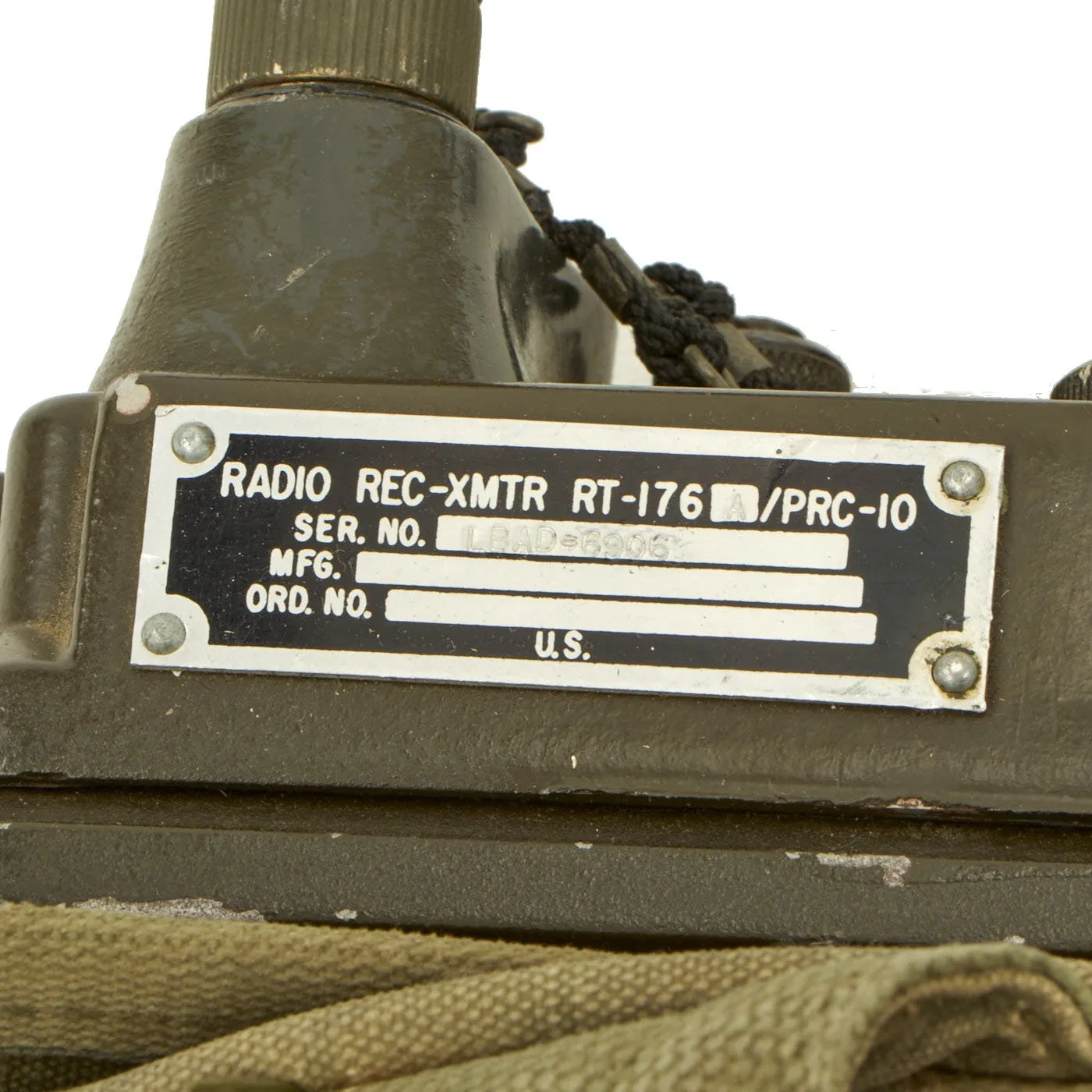 Original U.S. Korean War Vietnam War RT-176A AN/PRC-10 Backpack Radio Rig - Serial No. LBAD-6906