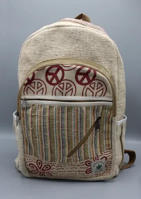Peace Sign Hemp Backpack with Laptop Sleeve