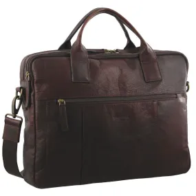 Pierre Cardin Rustic Leather 15" Laptop Messenger Bag (Chestnut)