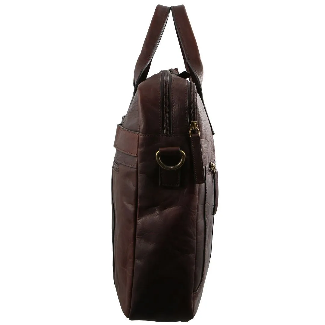 Pierre Cardin Rustic Leather 15" Laptop Messenger Bag (Chestnut)