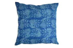 Pillow: Handwoven antique Hungarian hemp, wax resist Indigo - P497