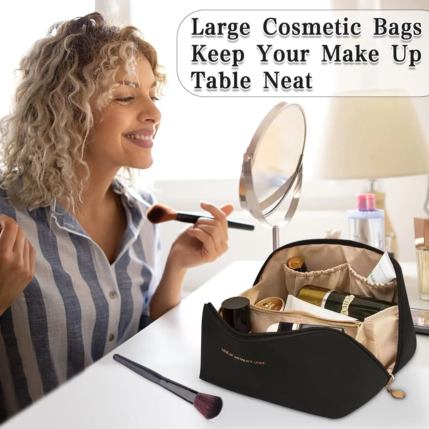 Pu Leather Toiletry Bag Storage Organizer Zipper For Cosmetics Rd-45 Black