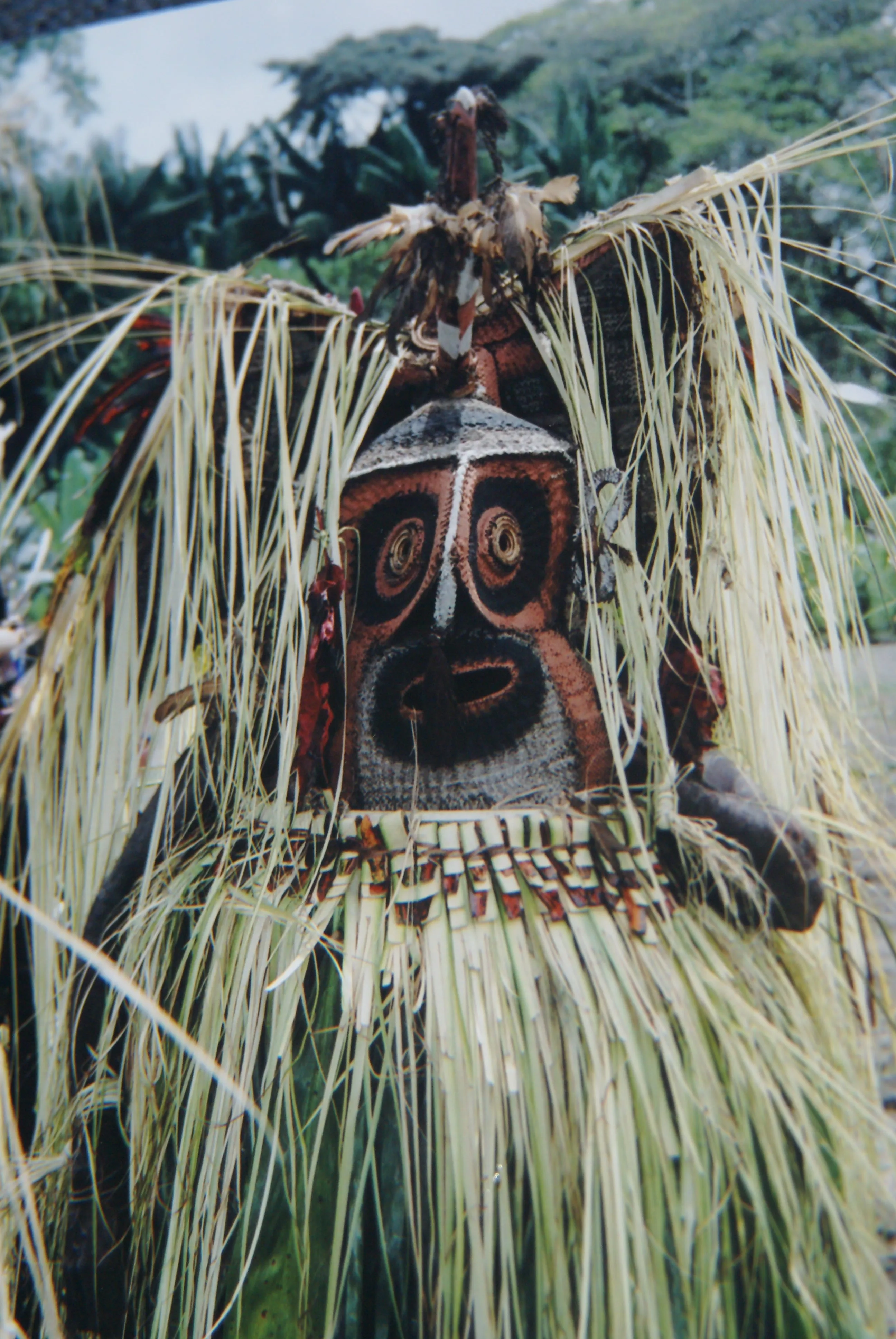 Rare One of a Kind Tribal Older Wood Kundu Hourglass Hand Held Drum, Hand Carved Percussion Instrument with Motifs Enhanced with White Lime (Still Apparent), Siassi Islands, Papua New Guinea 1980's, Melanesia 42A3