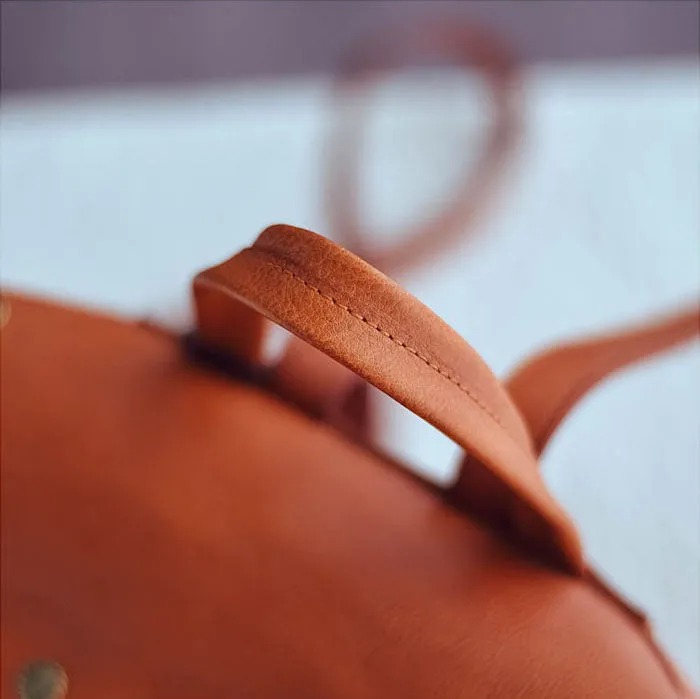 Rivets Ladies Genuine Leather Backpack Purse Ladies Small Leather Rucksack