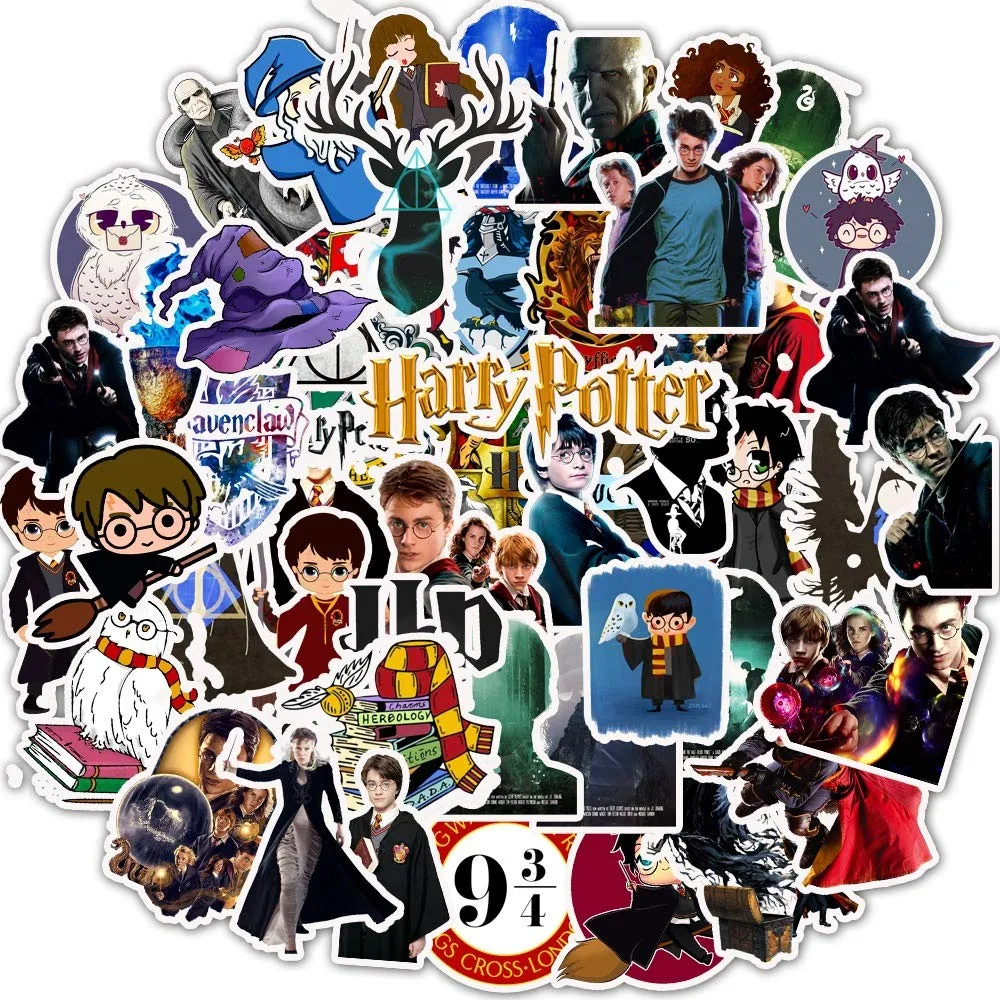 Rousrie - 50 Pieces Vinyl Waterproof Wall Stickers for Kids Random Size, (Harry Potter), Multicolor