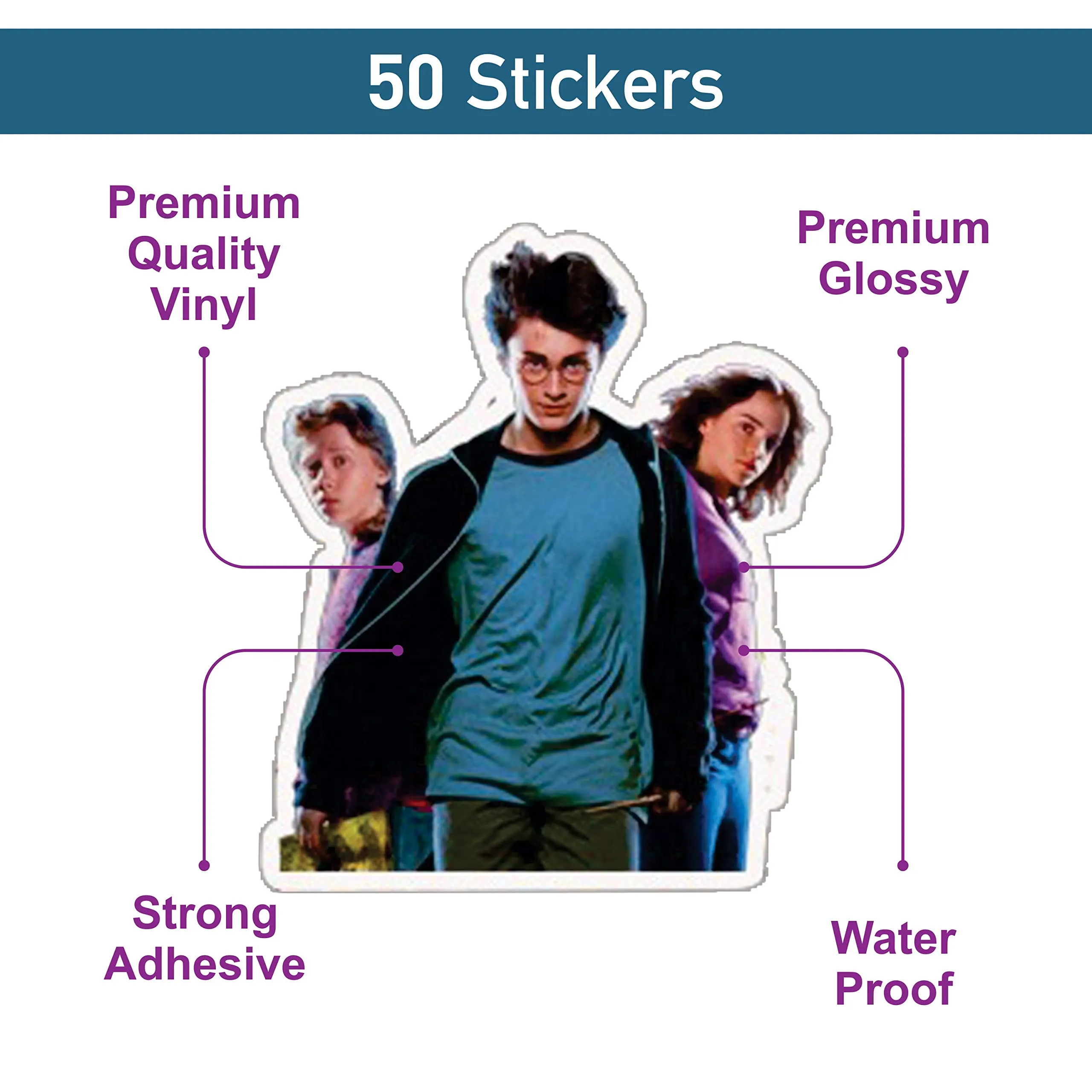 Rousrie - 50 Pieces Vinyl Waterproof Wall Stickers for Kids Random Size, (Harry Potter), Multicolor