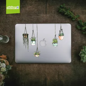 Set of 5 Illustrated Hanging Plant Laptop Stickers