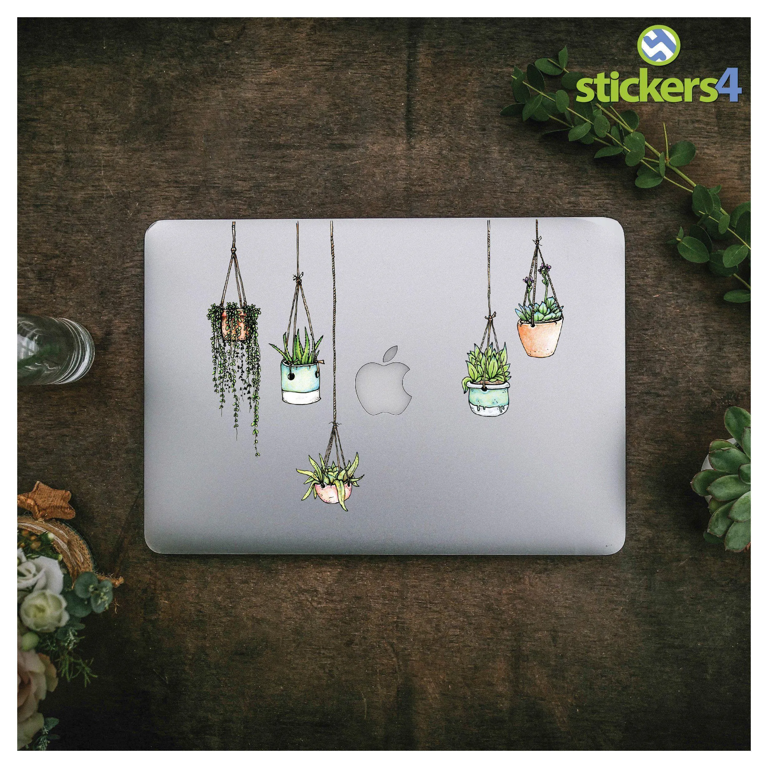 Set of 5 Illustrated Hanging Plant Laptop Stickers