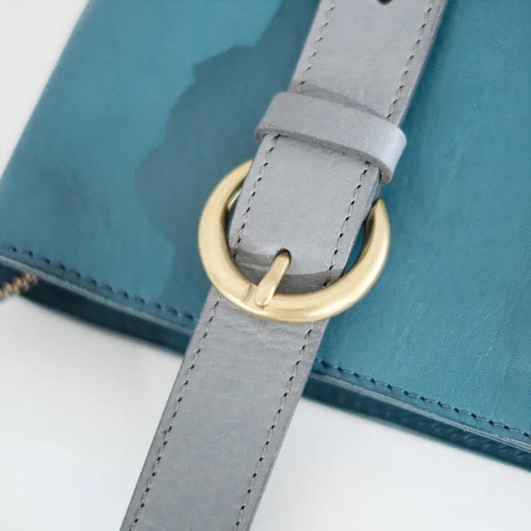 Stylish Ladies Leather Blue Shoulder Bag Genuine Leather Crossbody Bags For Women
