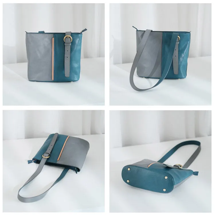 Stylish Ladies Leather Blue Shoulder Bag Genuine Leather Crossbody Bags For Women