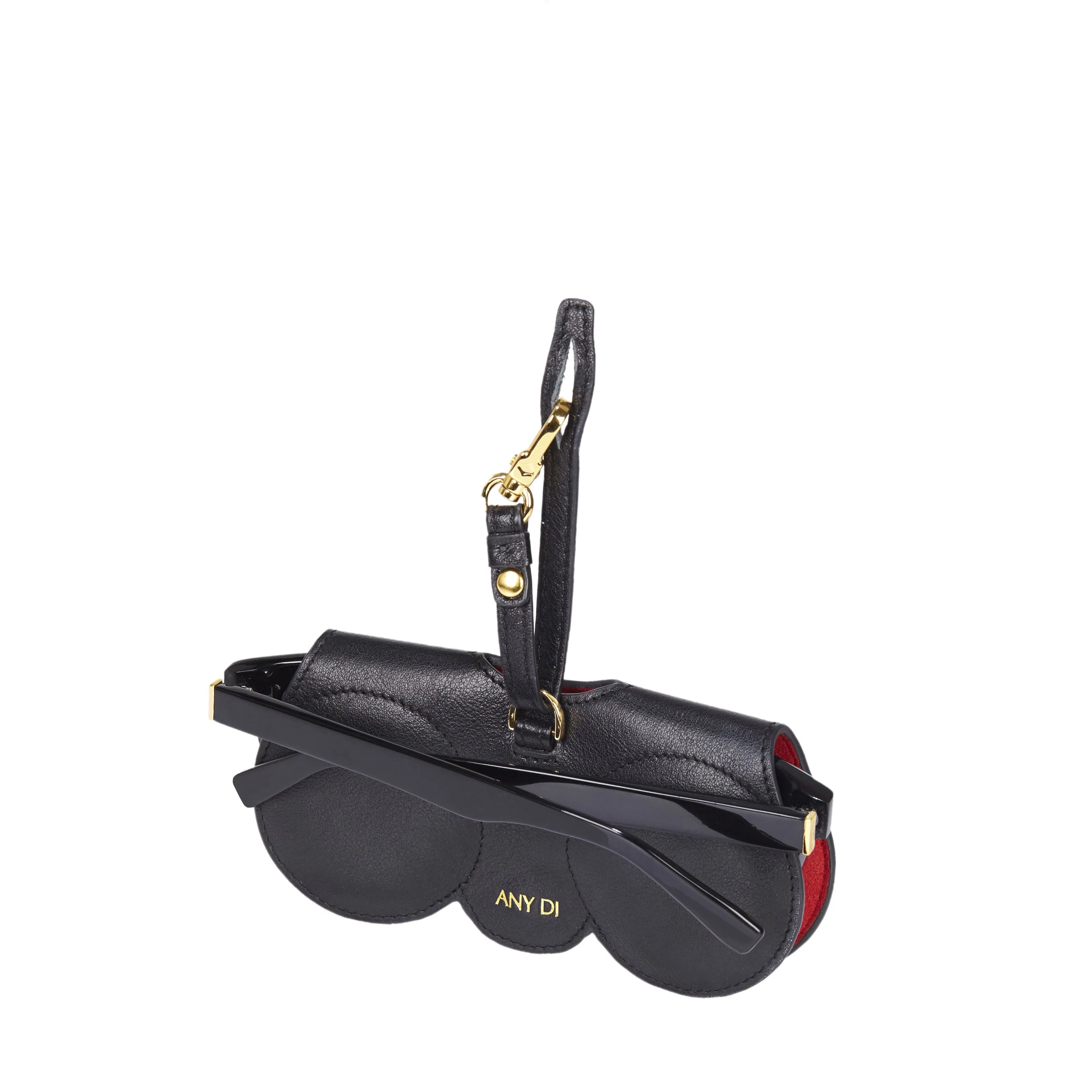 Sunglasses Case | Black Red | Nappa Leather 24K Gold Plated