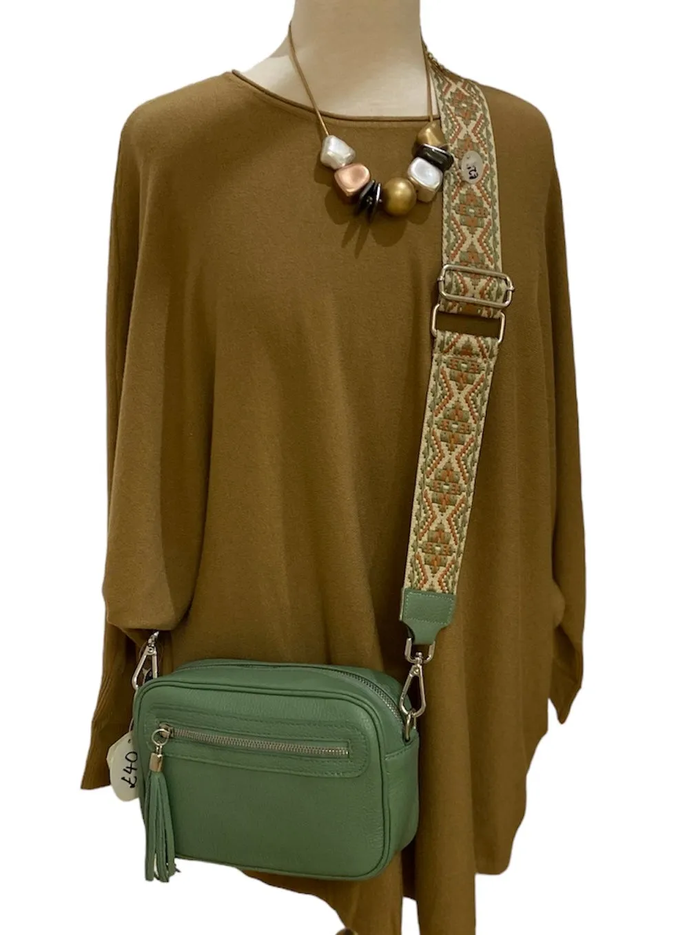 TAMMY Italian leather large cross body bag