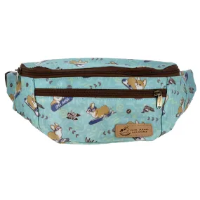 Teal Snow Corgi Fanny Pack