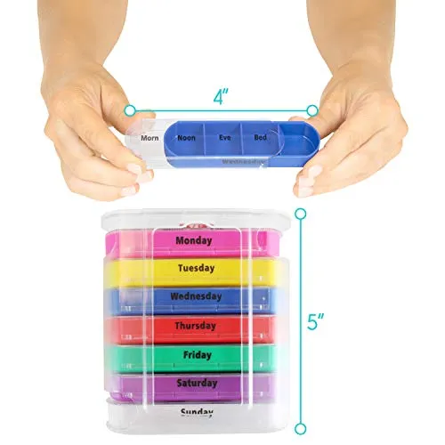 Vive Stackable 7 Day Pill Organizer with Pill Splitting Cutter