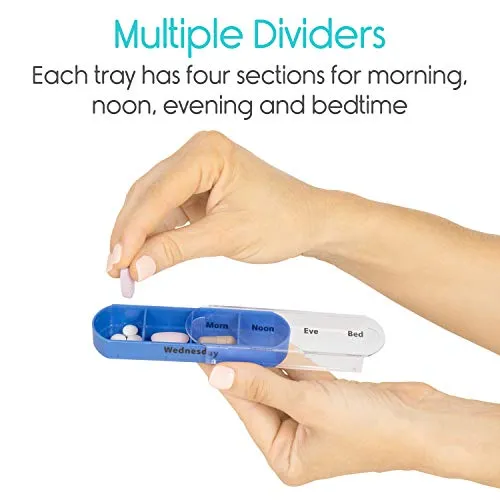 Vive Stackable 7 Day Pill Organizer with Pill Splitting Cutter